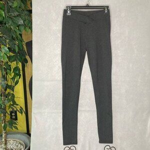 Women's Small Dark Grey Athletic Workout Casual Stretch Leggings Ruched Back